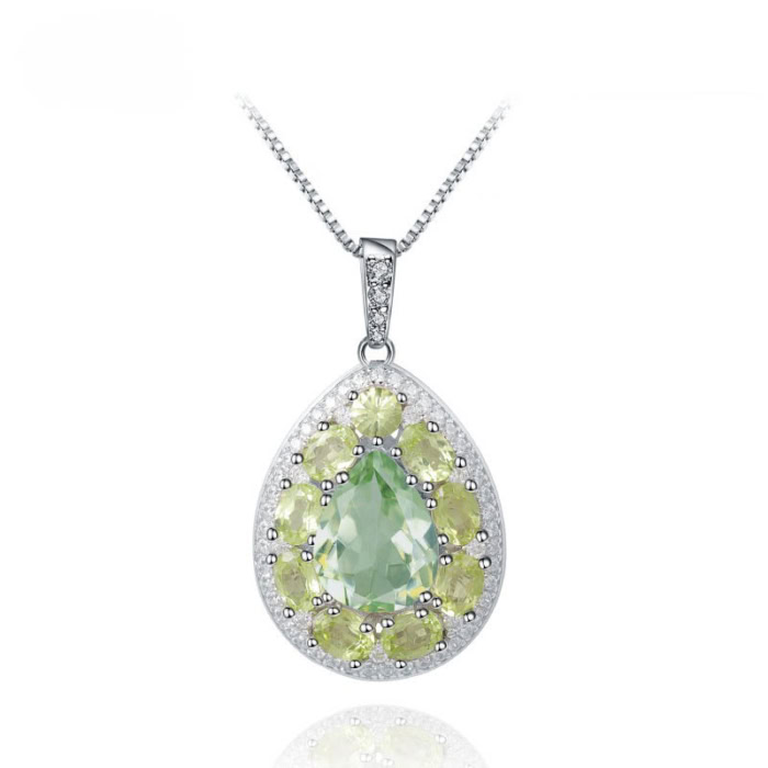Anhänger Kette mit Grüner Amethys und Peridot