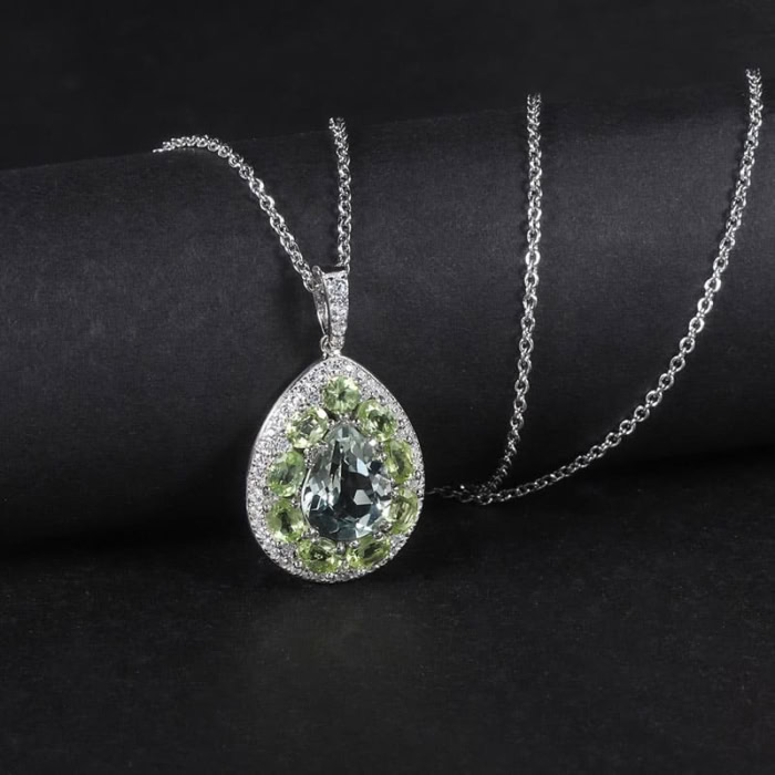 Anhänger Kette mit Grüner Amethys und Peridot