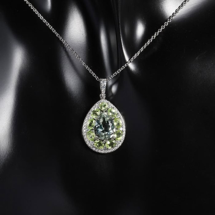 Anhänger Kette mit Grüner Amethys und Peridot
