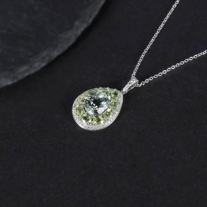 Anhänger Kette mit Grüner Amethys und Peridot