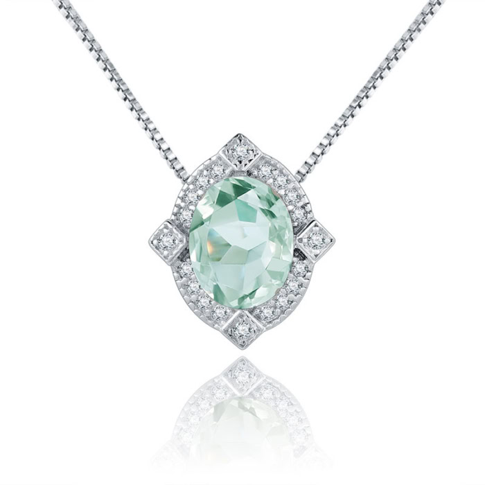 Vintage Anhänger Kette mit Grüner Amethys