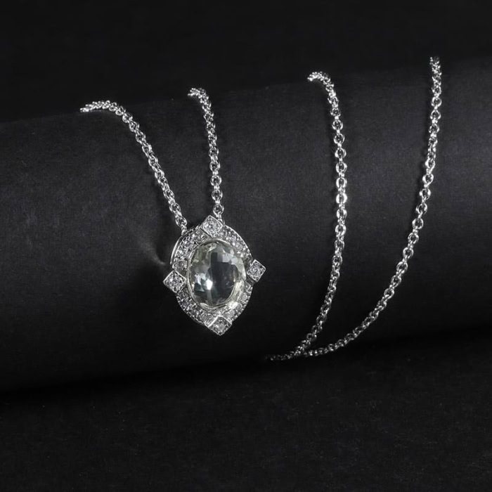Vintage Anhänger Kette mit Grüner Amethys