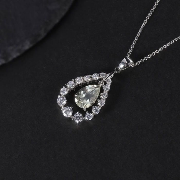 Kette Damen mit Grüner Amethys und Zirkonia