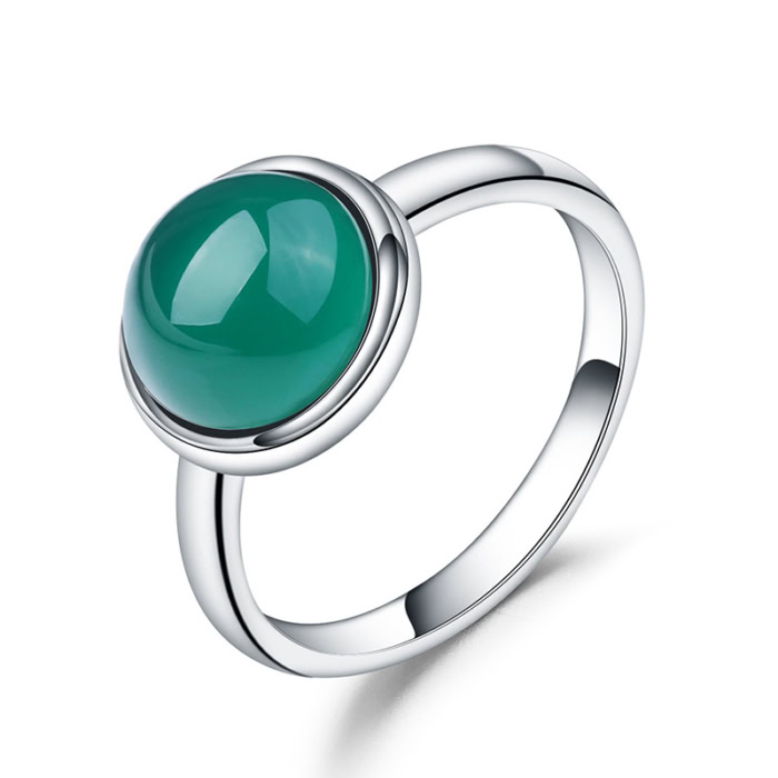Solitär Ring mit Grün Achat