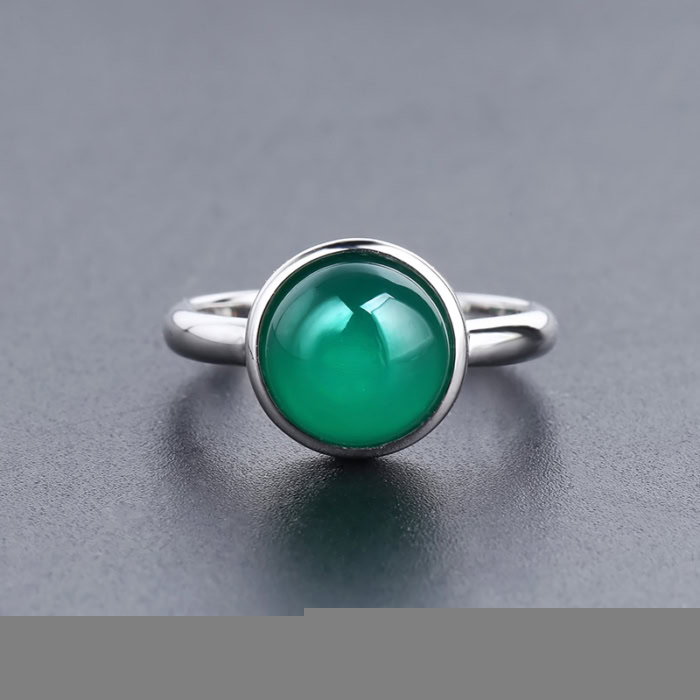 Solitär Ring mit Grün Achat