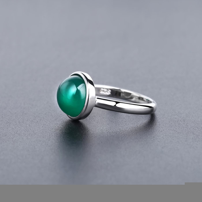 Solitär Ring mit Grün Achat