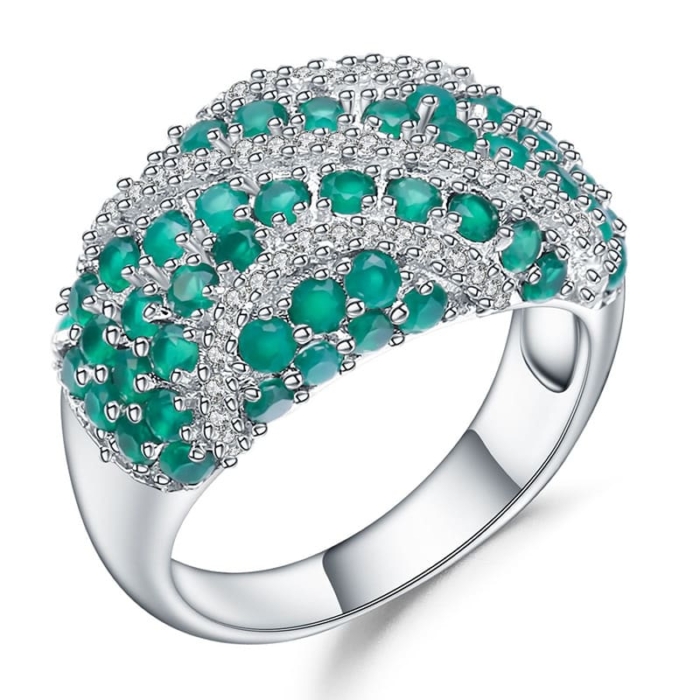 Grün Achat Ring mit Zirkonia