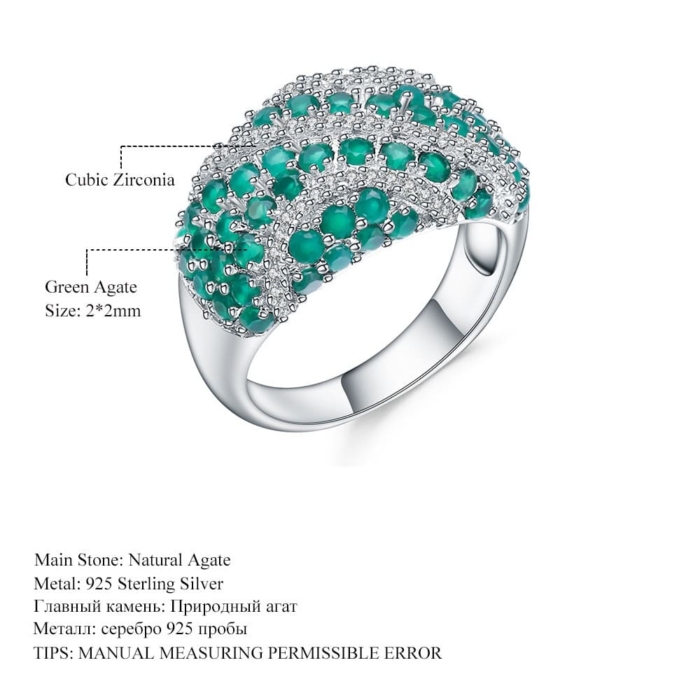 Grün Achat Ring mit Zirkonia