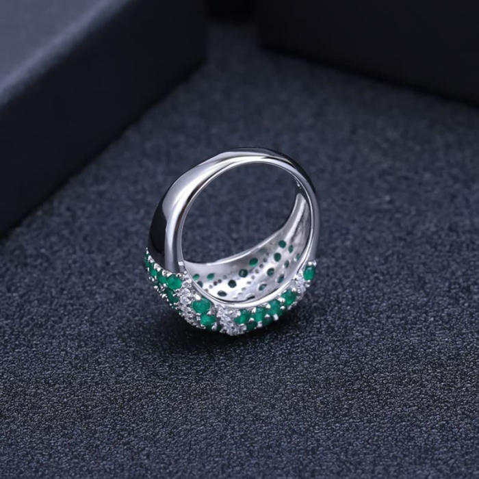 Grün Achat Ring mit Zirkonia