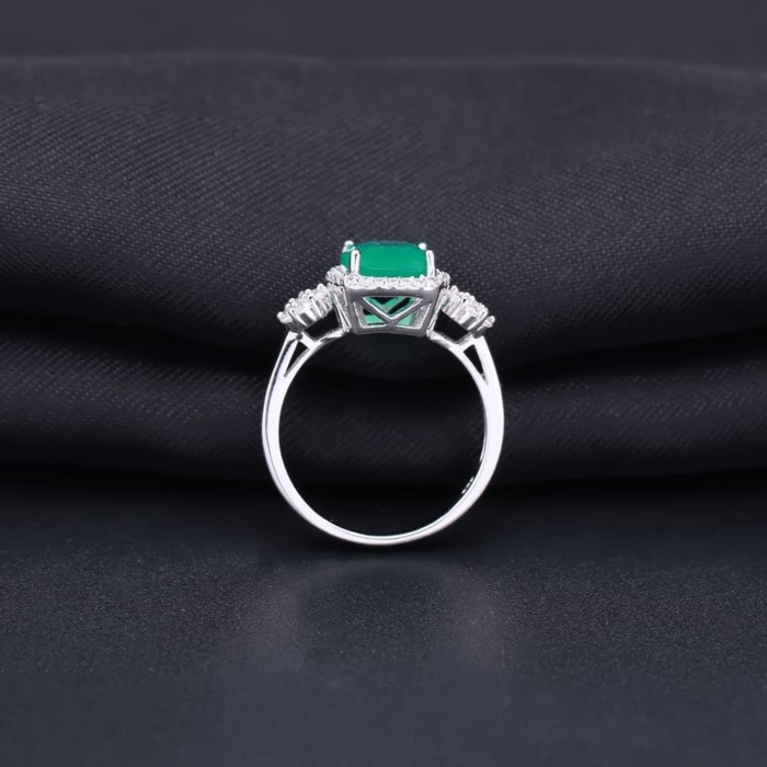 Baguette Grün Achat Ring mit Zirkonia