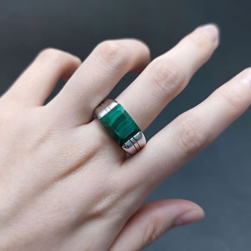 Herren Signet Ring mit Malachit