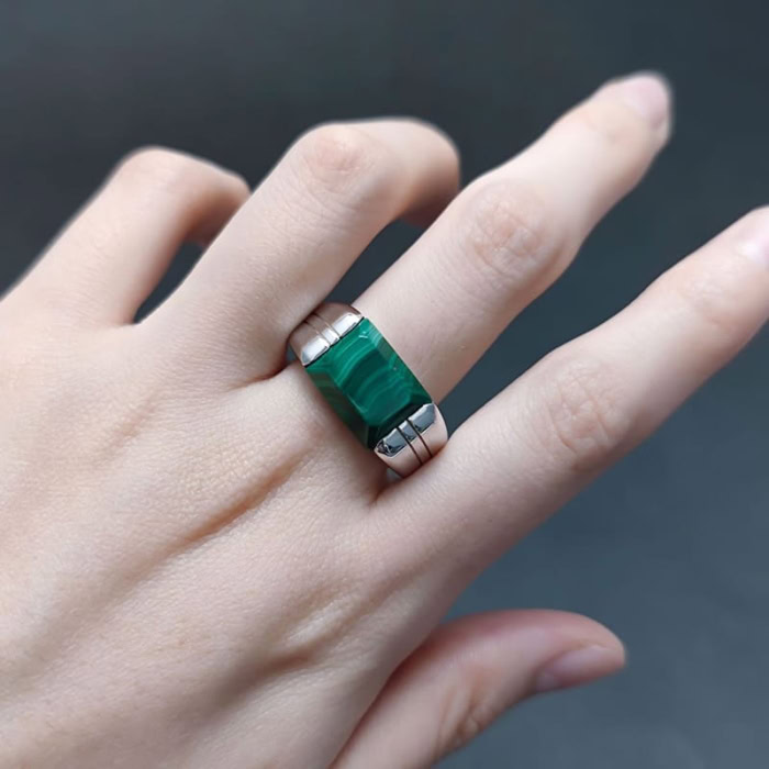 Herren Signet Ring mit Malachit