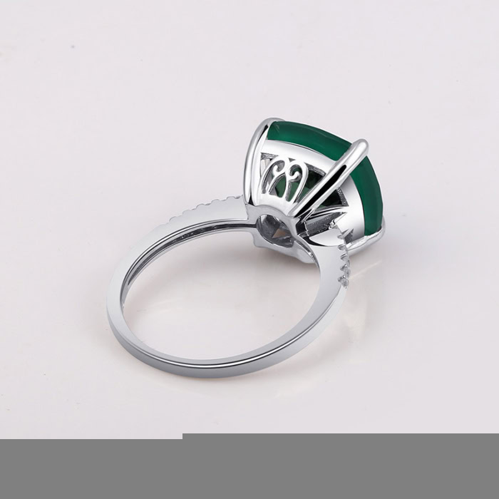 Quadrat Solitär Ring mit Grün Achat