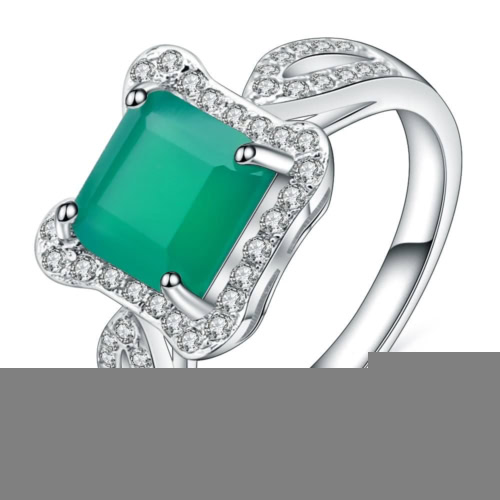 Grün Achat Ring mit Zirkonia