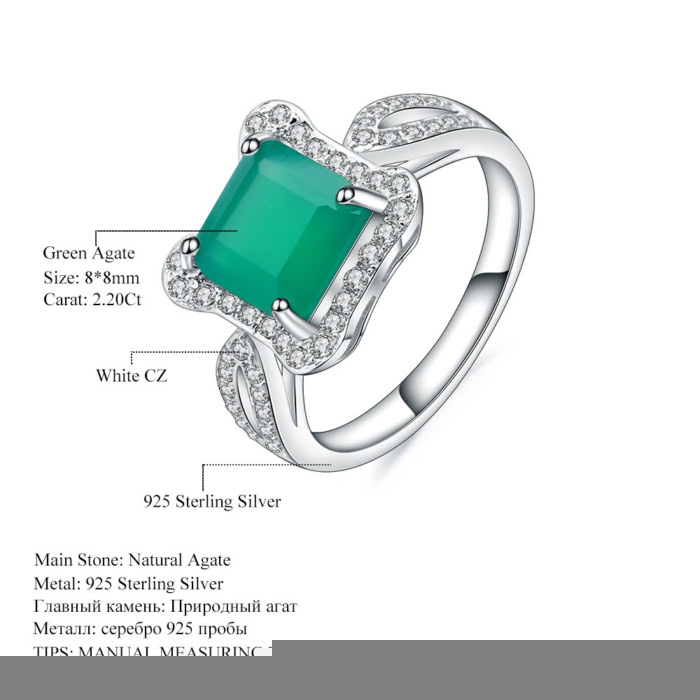 Grün Achat Ring mit Zirkonia