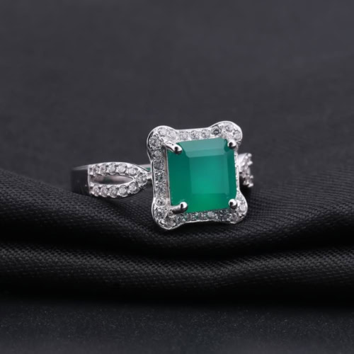 Grün Achat Ring mit Zirkonia