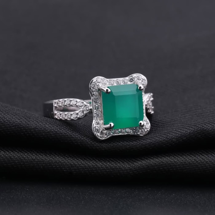 Grün Achat Ring mit Zirkonia