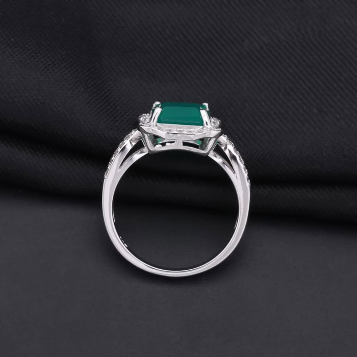Grün Achat Ring mit Zirkonia