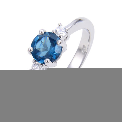 Silber Verlobungsring mit London Blue Topas