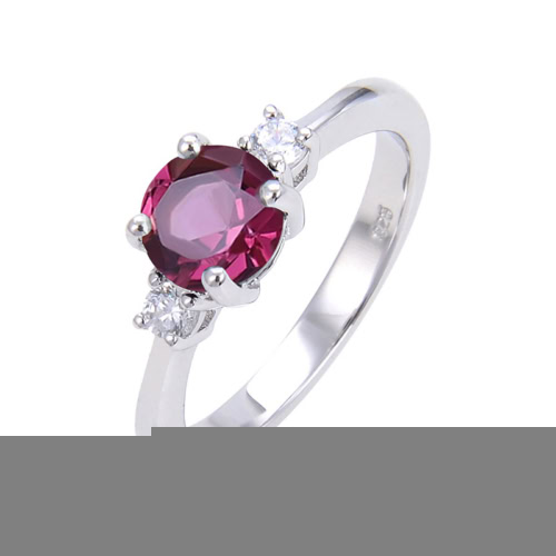 Damen Rosengranat Ring aus 925 Sterling