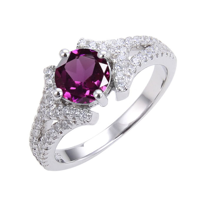 Rosengranat Ring Damen mit Zirkonia