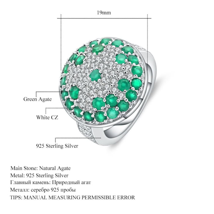 Signet Ring mit Grün Achat und Zirkonia