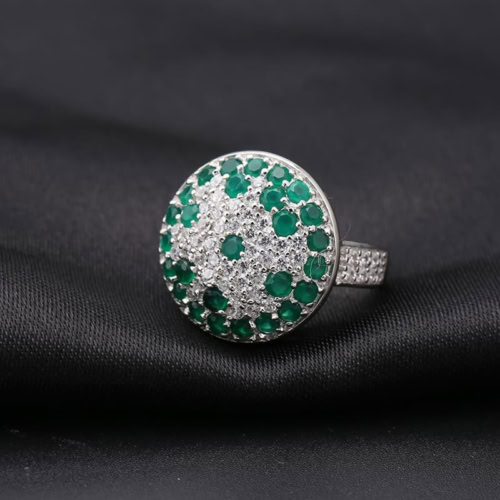 Signet Ring mit Grün Achat und Zirkonia
