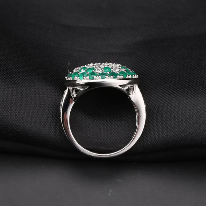 Signet Ring mit Grün Achat und Zirkonia