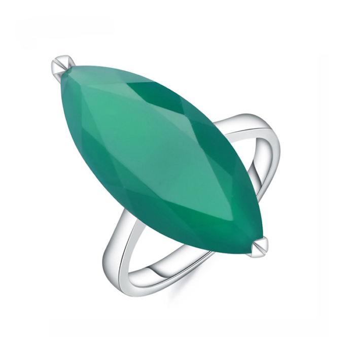 Klassiker Solitär Ring mit Grün Achat