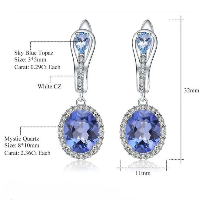 Damen Silber Ohrringe mit Quarz