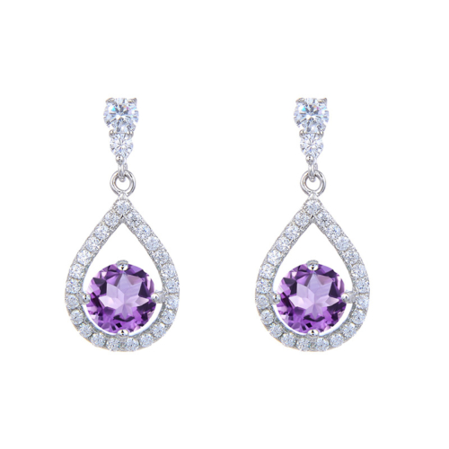 Silber Ohrringe Damen mit Amethyst