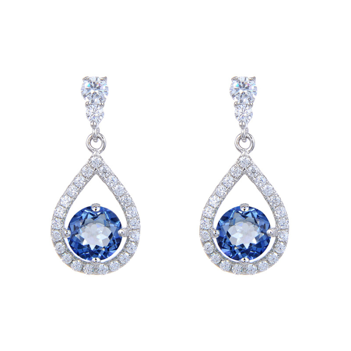 Blau Quarz Ohrringe Aus Silber