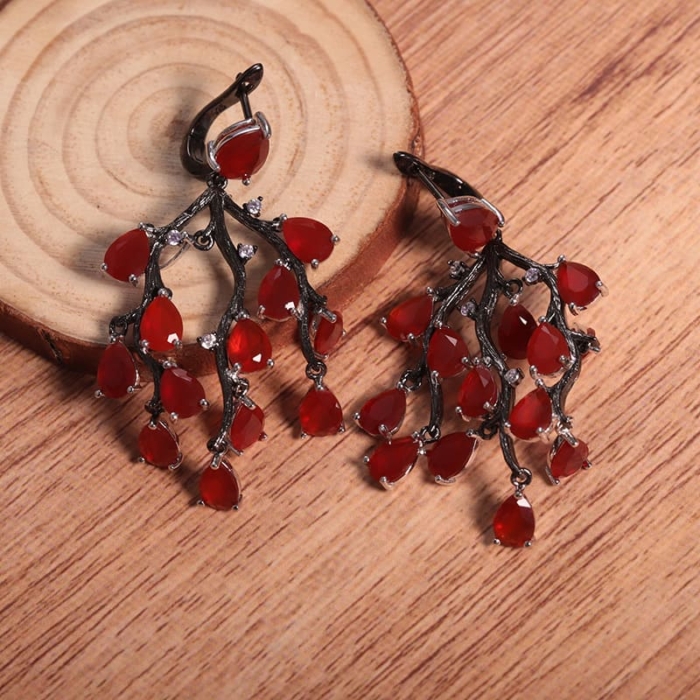 Roter Achat Ohrringe Aus Silber