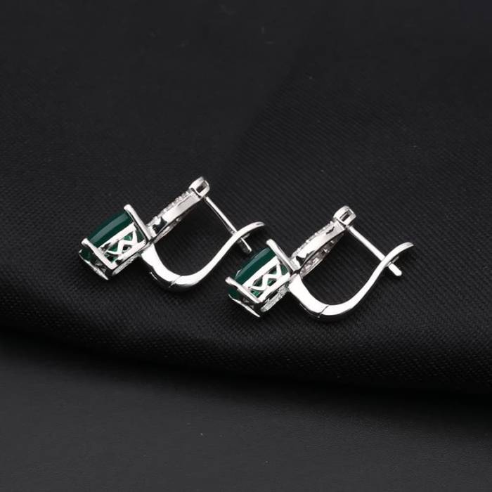 Ohrringe Stecker Silber mit Grün Achat
