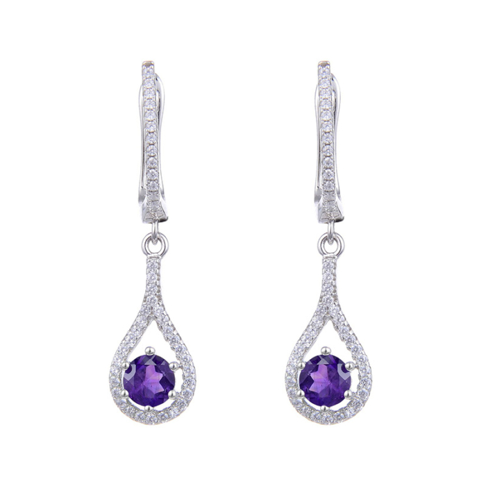 Amethyst Ohrringe Silber mit Zirkonia