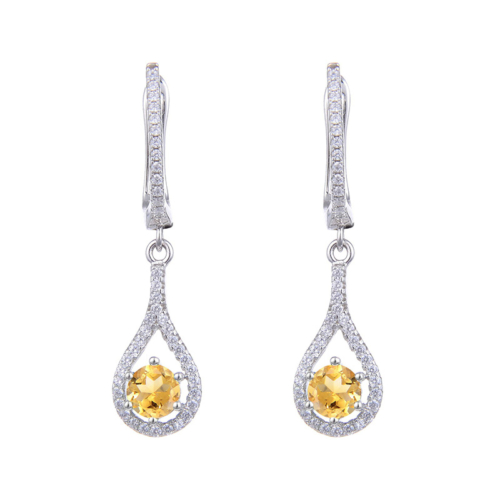 Silber Citrin Ohrringe mit Zirkonia