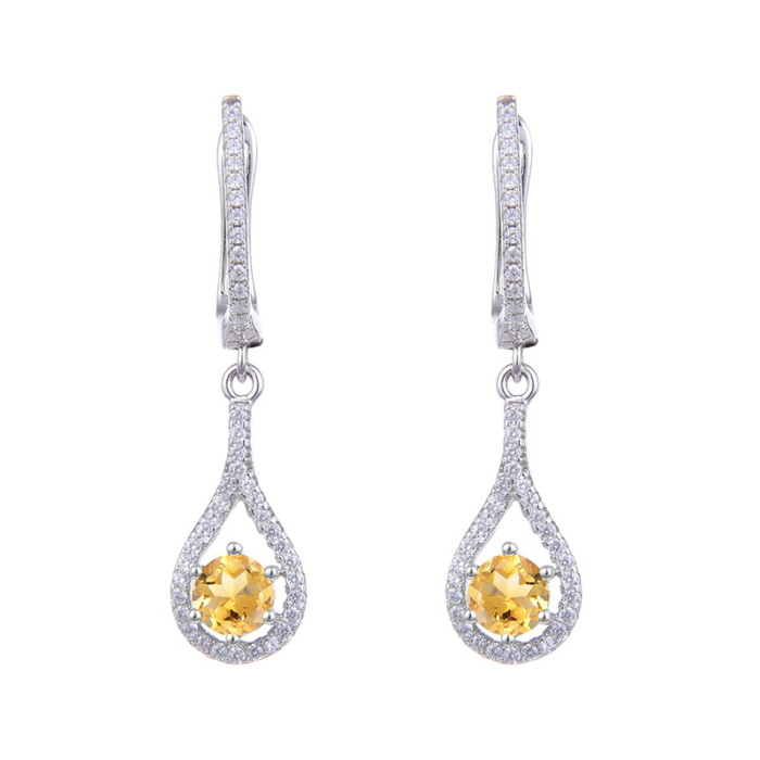Silber Citrin Ohrringe mit Zirkonia