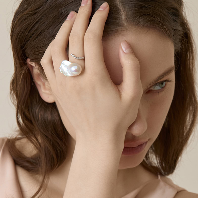 Silber Ring mit Barock Perlen