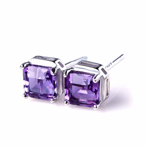 Quadrat Silberne Ohrstecker mit Edelsteinen