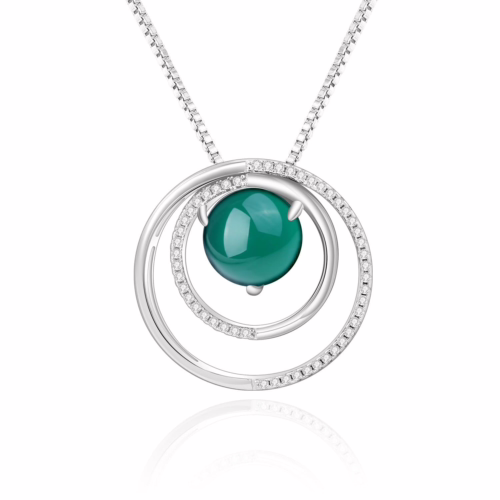 Rund Anhänger Kette mit Achat