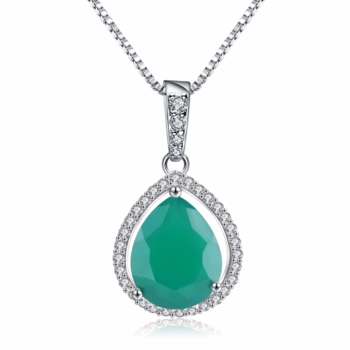 Tropfen Achat Anhänger Kette Aus Silber