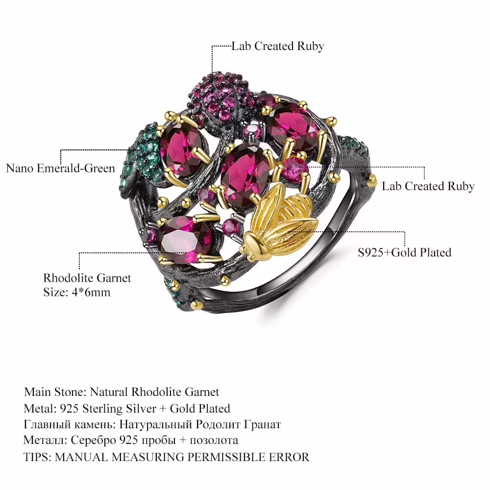 Ring Damen mit Granat Stein