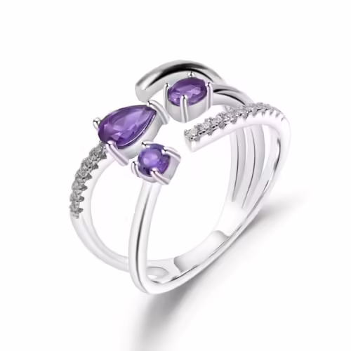 Trinity Ring mit Amethyst