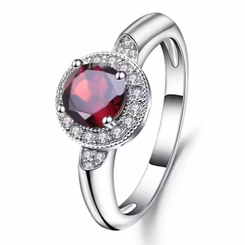 Ring Silber mit Runder Granat