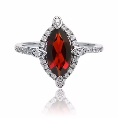 Ring Engagement mit Granat und Zirkon
