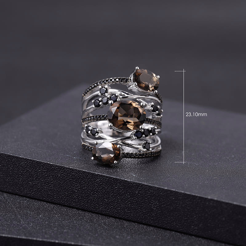Rauchquarz Ring aus 925 Silber