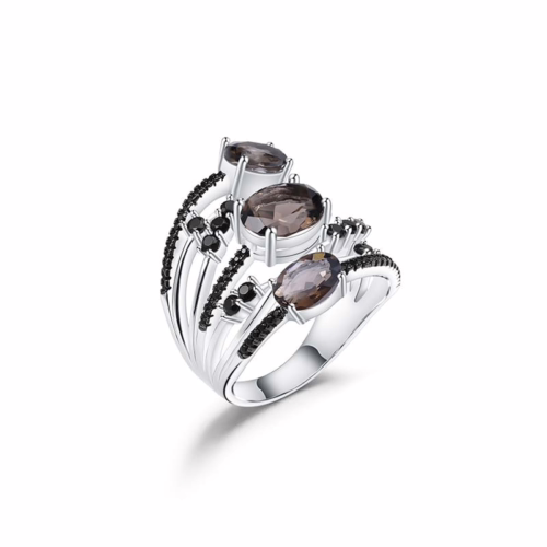 Rauchquarz Ring aus 925 Silber