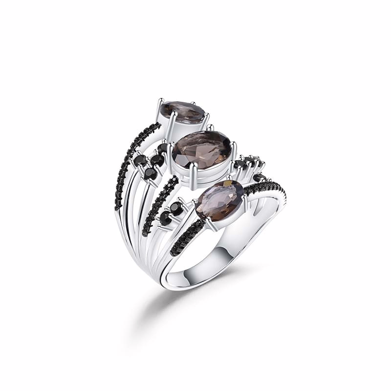 Rauchquarz Ring aus 925 Silber
