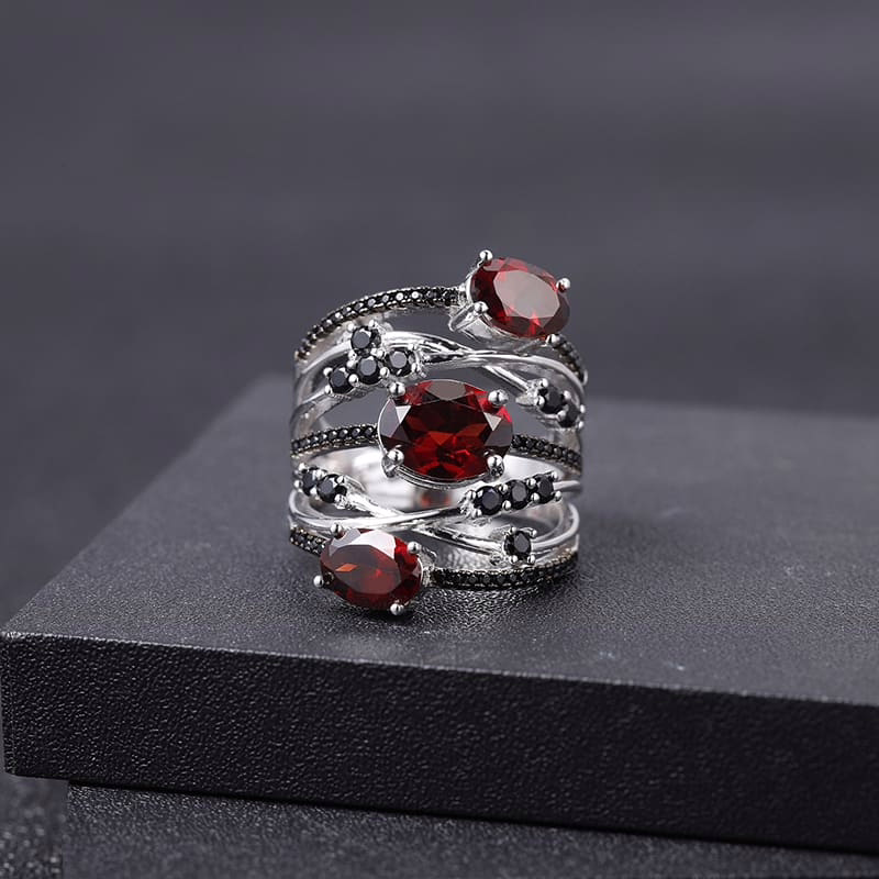 Granat Ring aus 925 Silber