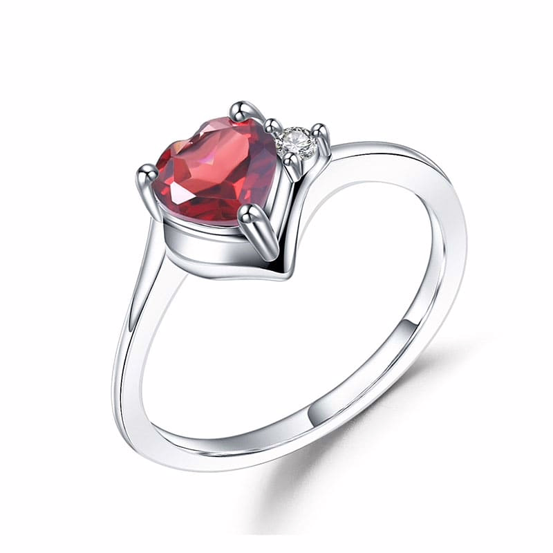 Herz Solitär Ring mit Granat